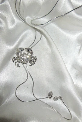 Fabuloso collar deslizante vintage plateado estrás cangrejo lariat Foto 1 de 4