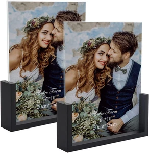 ✅NEW - 8x10 Picture Frame Set of 2, Rustic Black Wood Photo Frames with HD Glass - Picture 1 of 6