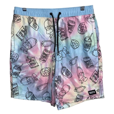 Neff x The Simpsons Homer Donuts tie-dye swim trunks - S - Image 1 of 4