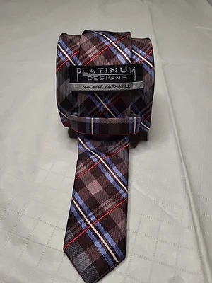 Corbata Platinum Designs marrón azul a cuadros Foto 1 de 3