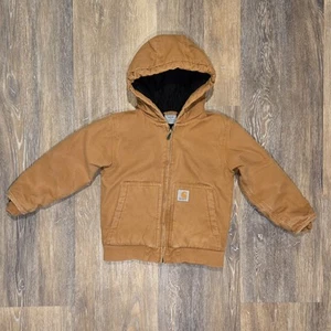 Carhartt Boys Jacket Tan Canvas Full Zip Winter Coat Size XS - Picture 1 of 5