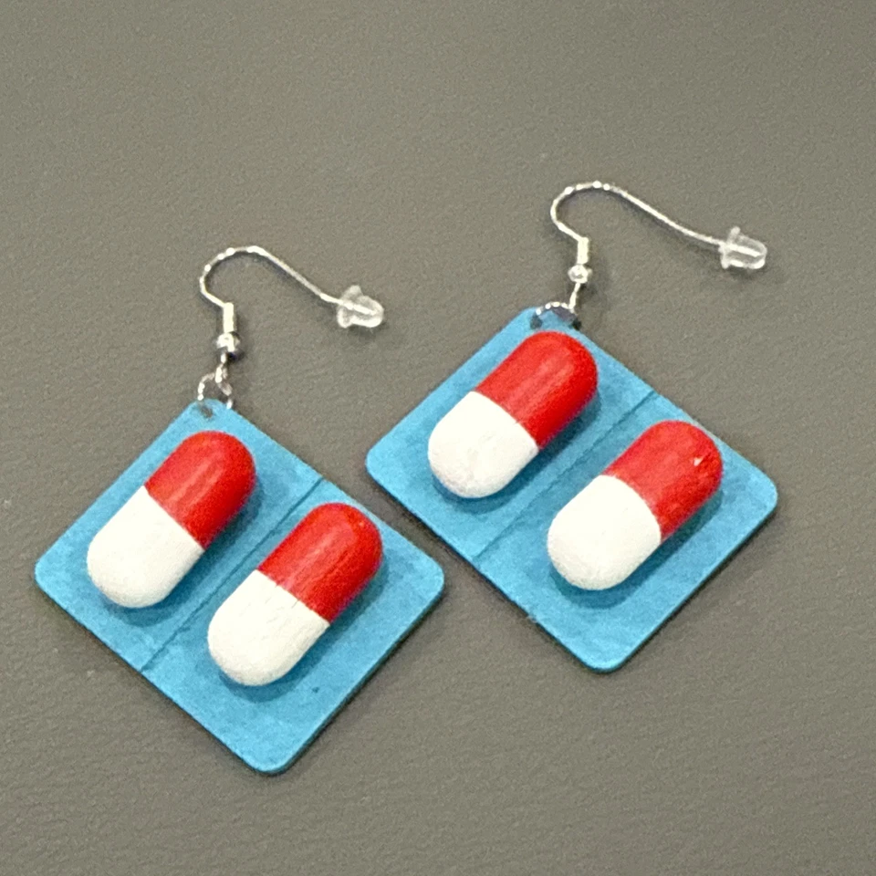 Capsule Earring Tablet Medicine Funny Girl Kid Women Ear Party Fashion Jewellery - Image 1 of 1