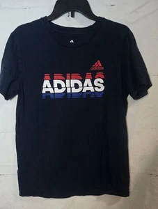 Adidas Go To Tee Shirt Boys Size XL 18/20 Blue Kids Youth short Sleeve - Picture 1 of 4