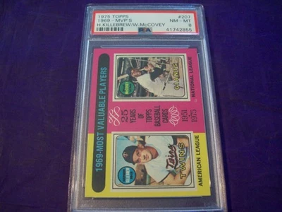 1975 TOPPS #207 1969 MVP'S HARMON KILLEBREW AND WILLIE MCCOVEY PSA 8 - Image 1 of 2