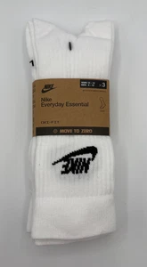 Nike Everyday Essential Futura Logo White Socks 3 Pair Men Size 8-12 DX5025-100 - Picture 1 of 2