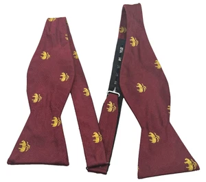 Rare Brooks Brothers Makers Burgundy Red Golden Fleece Logo Silk Bow Tie 2 1/2 - Picture 1 of 3