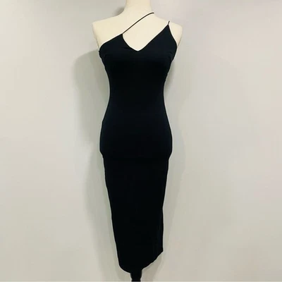 CUSHNIE x Target XXS Black Asymmetrical Off Shoulder Midi Dress Gothic Coquette - Image 1 of 4