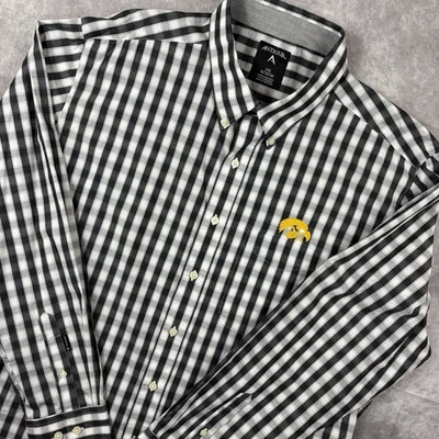 Iowa Hawkeyes Button Down Shirt Men's 2XL White Black Check College Embroidered - Image 1 of 4
