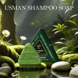 Nature Triangle Shampoo Bar, Nature Green Soap Shampoo, Usman Grass ShampooBar Hot - Bild 1 von 12