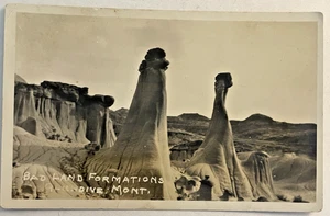Cartolina RPPC Badlands Formazioni Glendive Montana MT - Foto 1 di 2