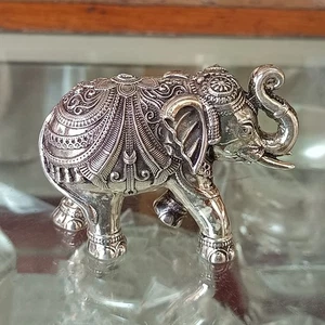 Estatuilla de elefante de plata de ley 925 para decoración del hogar - Imagen 1 de 12