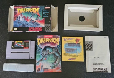 DRAKKHEN (Super Nintendo, SNES) CIB Complete W/ Manual, insert + Box Protector - Image 1 of 4