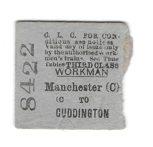 Railway Ticket CLC Manchester Central to Cuddington 3rd Workman Return Edmondson - Picture 1 of 1