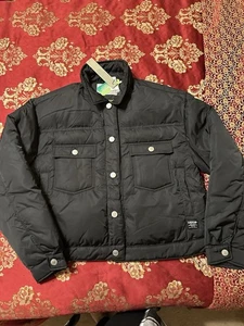 NWT Mens Hudson Quilted Puffer Short Trucker Jacket Sz M Black Pockets MSRP $328 - Picture 1 of 9
