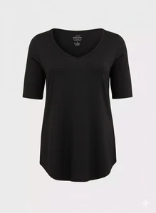 T-shirt tunica scollo a V nera torrida super morbida nuova con etichetta taglia 3 o 22/24 Plus - Foto 1 di 3