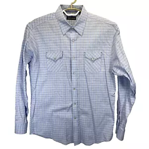 Michael Brandon XL Dress Shirt Cotton Pearl Snap Western Blue Check Point Collar - Picture 1 of 9