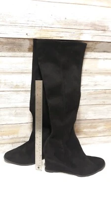 Woman’s Colin Stuart Tall Black Suede Wedge Heel Boots Size 7.5 NICE!! - Image 1 of 4