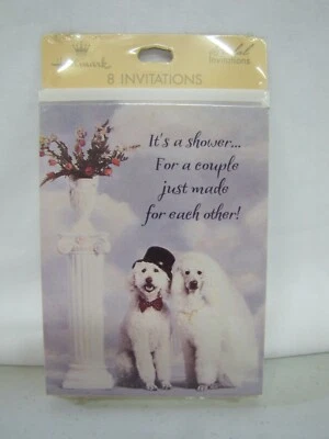 ¡Nuevo! 8 invitaciones de fiesta vintage con sello de ducha nupcial para caniches de novio de novia Foto 1 de 3