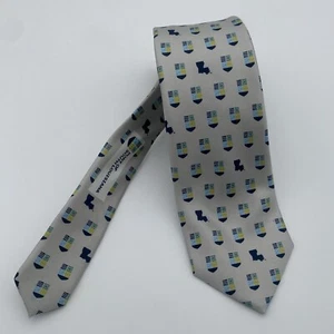 Nola Couture Necktie Port of South Louisiana Custom Logo Print Grey Navy Blue - Picture 1 of 6
