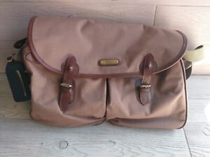 Vintage Polo Ralph Lauren Brown Canvas Crossbody Travel Bag Leather Accents