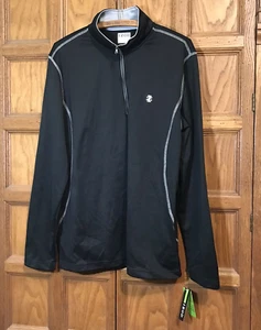 New IZOD Golf1 Quarter Zip Mock Neck Mens Size XL Black Long Sleeve Sun Control - Picture 1 of 12