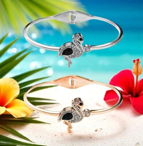 Pulsera de mujer de acero inoxidable 316L oro rosa plata pedrería brazalete flamenco brazalete - Imagen 1 de 5