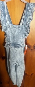 New With Tags Wonder Nation Girls Pretty Light Blue Denim Bib Overalls Size 5T - Picture 1 of 6