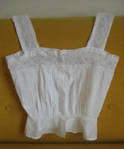 Antique Cotton Top Bustier & Lace Embroidered Initial SB Linen Excellent Condition - Picture 1 of 18