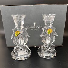 NEW Waterford Seahorse Candlesticks  6" Lead Crystal Candle Holders One Pair