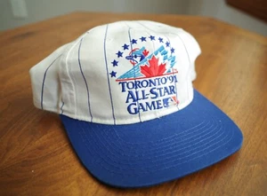 1991 Vintage Toronto Blue Jays All Star Game Snapback Pinstripe Hat Twill EUC - Picture 1 of 4
