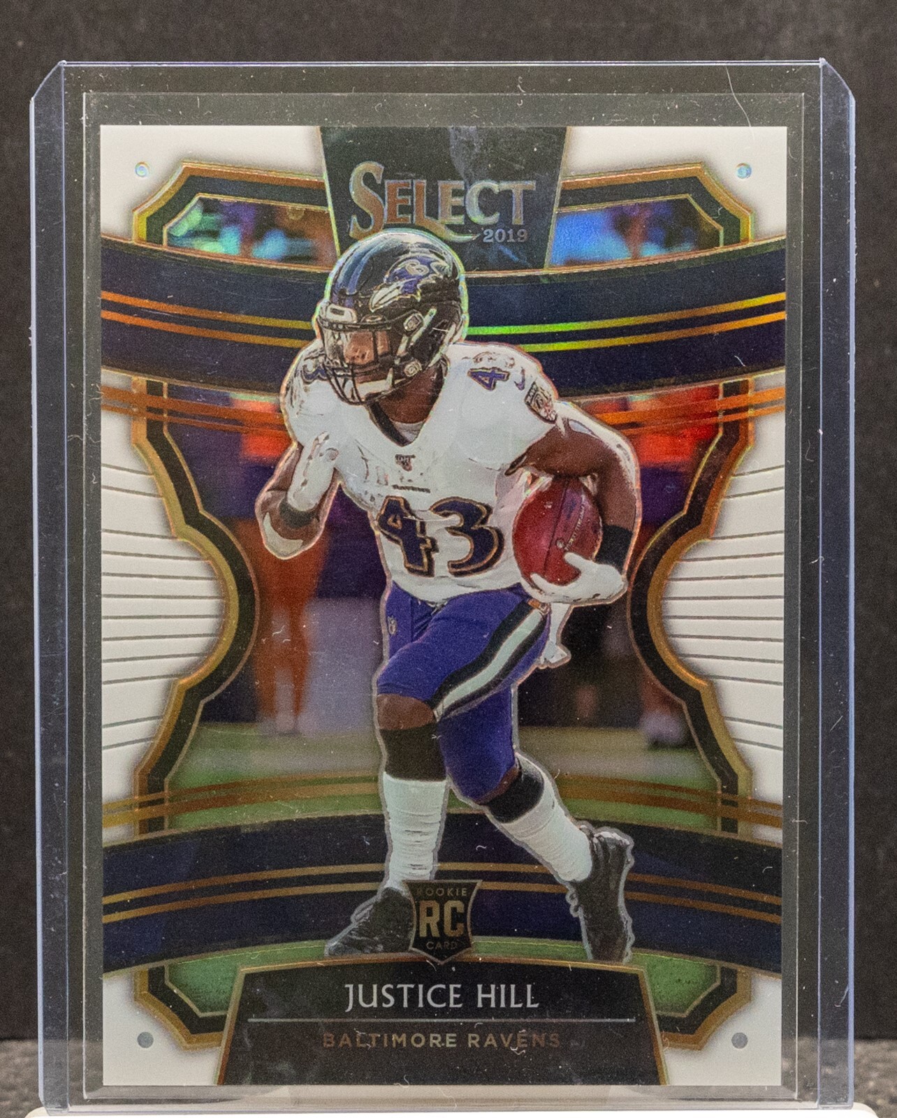 Justice Hill 2019 Panini Select Concourse White Prizm Rookie RC #06/35 Ravens