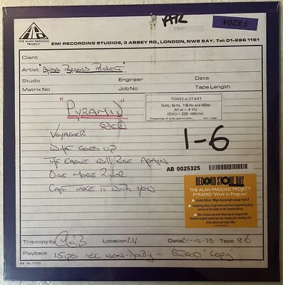 ALAN PARSONS PROJECT PYRAMID WORK IN PROGRESS ORANGE VINYL LP RSD 2024 - Image 1 of 4