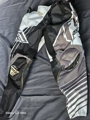 Fly Racing Kinetic Vector Race Pants Black/White/Gray Adult Size 36 Inseam 30 - Image 1 of 4
