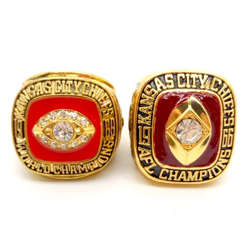 Collection 2Pcs : 1969-1966 Kansas City Chiefs Super Bowl Championship Ring Cover