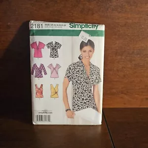 Simplicity 2181 Sewing Pattern Top Blouse Sleeve Variations Sizes 16-24 Uncut FF - Picture 1 of 3