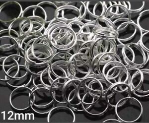 Split Ring Keyrings 12mm Blanks Light Silver Key Chain Links Fishing 10-150pcs