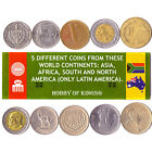 5 Different Coins From These World Continents: Asia, Africa And Latin America