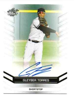 Leaf Draft 2017 Gleyber Torres novato autógrafo Yankees auto comp bowman cromo Foto 1 de 3