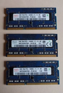 3 Barrettes RAM Hynix 2Go RAM HMT325S6CFR8C-PB PC3-12800S SODIMM DDR3 1Rx8 - Photo 1/2