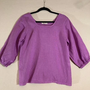 Terzo Millennio Damen Lila Leinen Tunika Top Gr. M Lagenlook Made In Italy - Bild 1 von 7