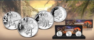 The Age of Dinosaurus Solomon Island 5$ 2021 99,9% silver coin set of 3 coin - Picture 1 of 6