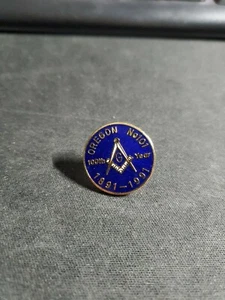 Vintage Oregon No. Prendedor Masónico 101 Año 100 1891 - 1991 - Esmaltado bk - Imagen 1 de 2