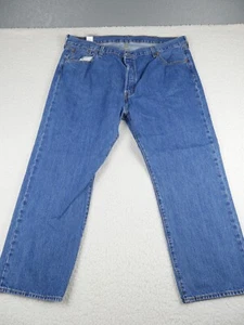 Levis 501 Jeans Mens Size 44x30 Button Fly Blue Wash Straight Leg Wide Leg - Picture 1 of 15