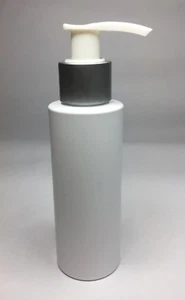 200ml PET Plastic White Cylindrical Bottle & Silver/White Lotion Pump ANY AMOUNT - Picture 1 of 1