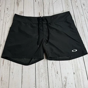 Oakley Board Shorts Swim Surf Beach Black Womens 13/14 Logo 5" Inseam - Picture 1 of 8
