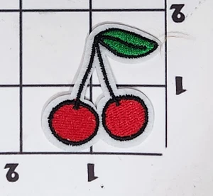 Cherry Cherries Patch Iron On Applique Upcycle Costume Uniform Embroidered - Picture 1 of 1