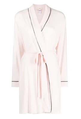 Bata de mujer Eberjey Gisele talla S-M manga larga rayón con cinturón corbata rosa ligera Foto 1 de 4