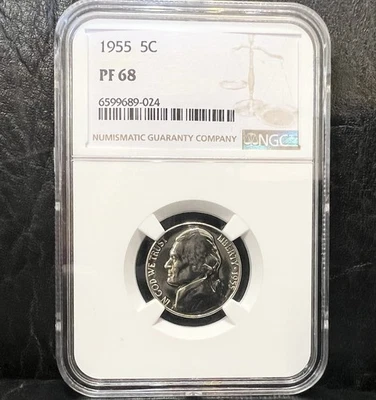 1955 Proof Jefferson níquel NGC PF68 - Imagem 1 de 2