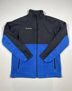 Chaqueta Columbia Para Hombre Grande Negra Azul Polar Cremallera Completa Bloques de Color Bolsillos con Cremallera - Imagen 1 de 7