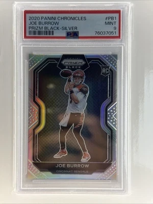 Panini Chronicles Prizm Black Joe Burrow 2020 #PB-1 plateado (RC) PSA 9 Foto 1 de 2